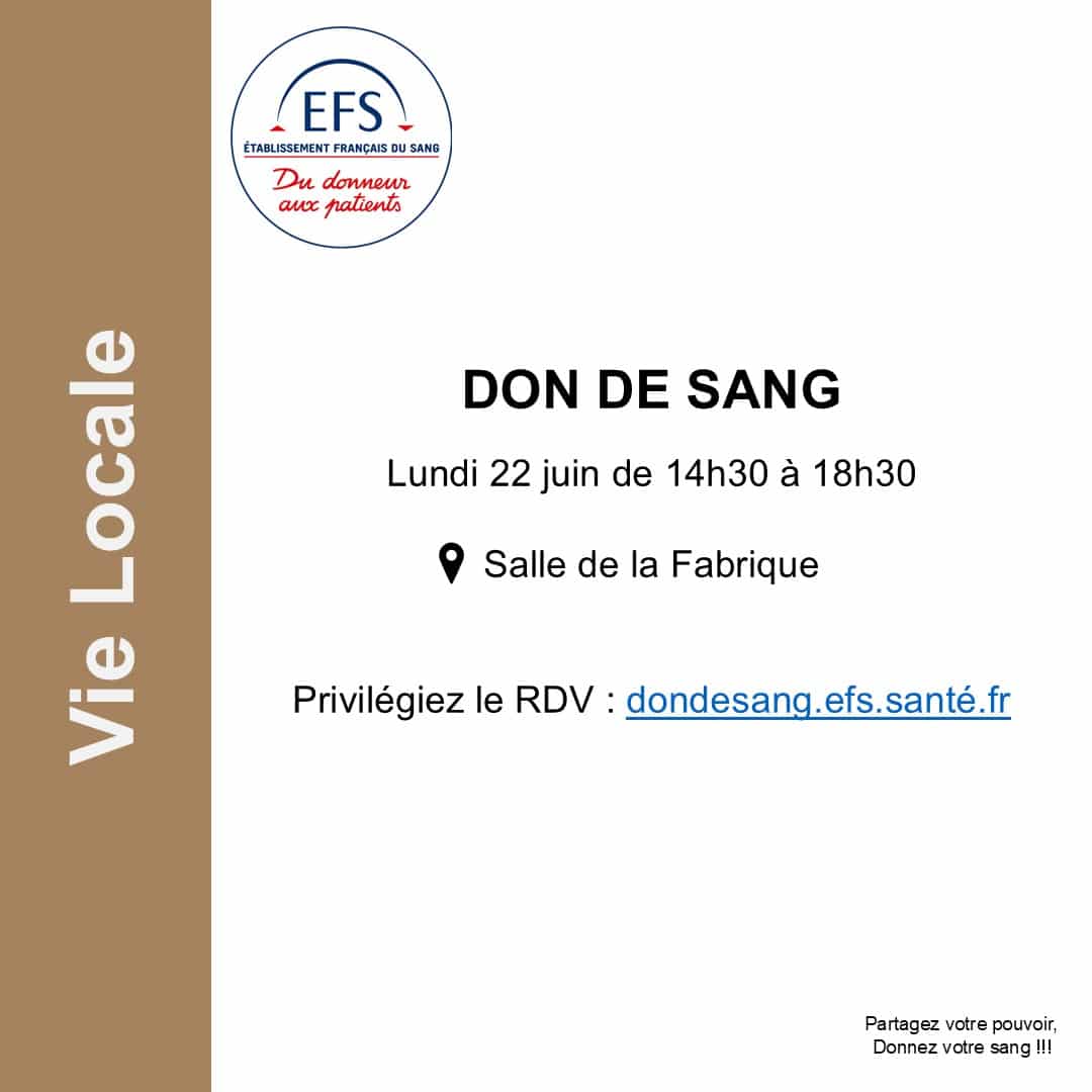 DON DE SANG 22 JUIN